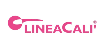 Pink LINEACALI logo with a stylized circular design on the left, all on a white background.