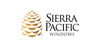 A stylized golden pinecone next to the black text Sierra Pacific Windows on a white background.