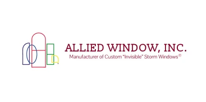 Allied Window, Inc. logo with colorful window outlines and the tagline Manufacturer of Custom Invisible Storm Windows.