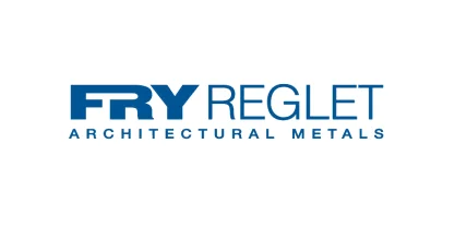 Fry Reglet logo with FRY REGLET in bold blue letters above ARCHITECTURAL METALS in smaller blue text.